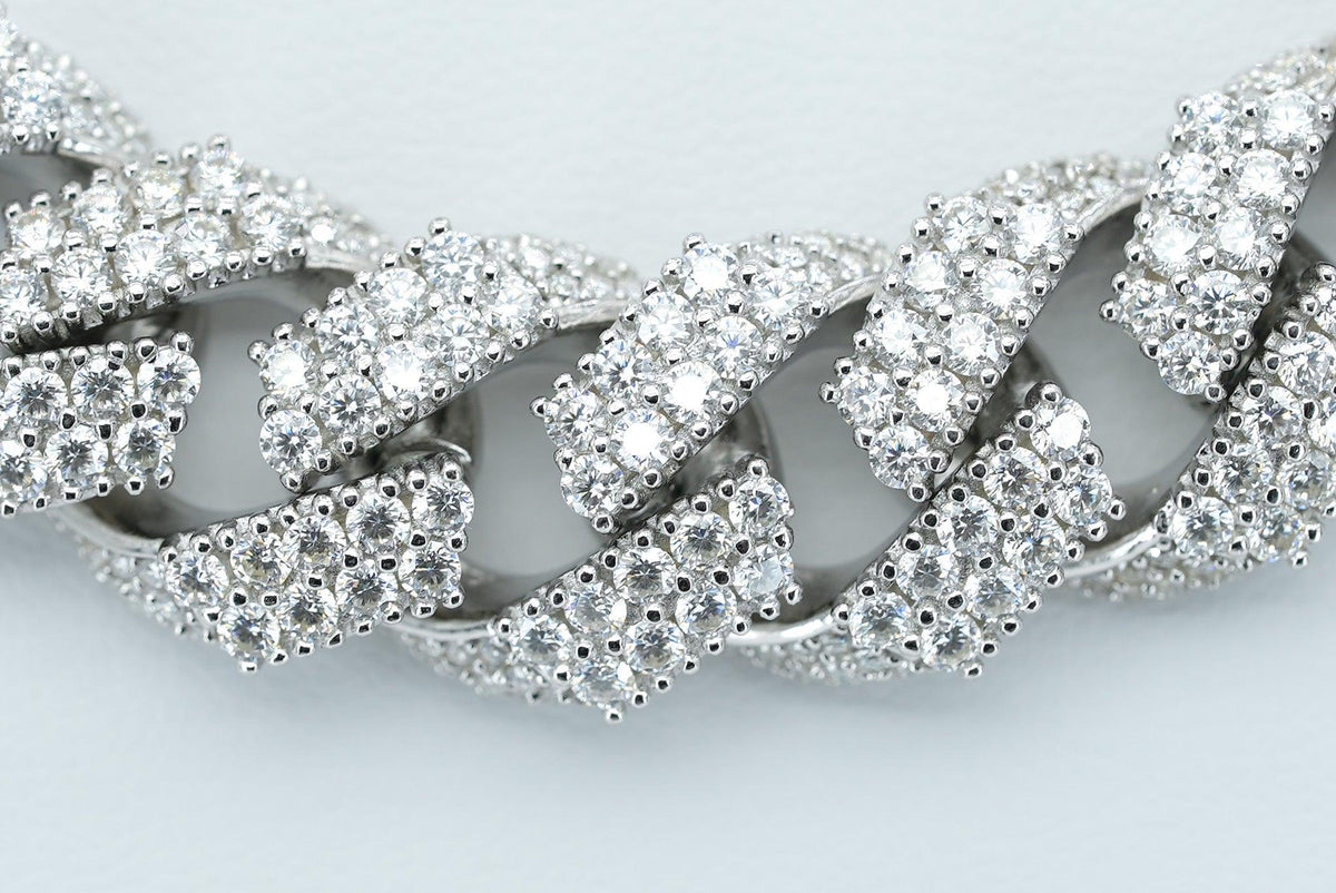 13mm Round VVS Moissanite Diamond CubanNecklace - Agoradiant