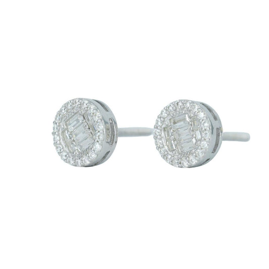 6679: Round And Baguette Diamond Earing - Agoradiant
