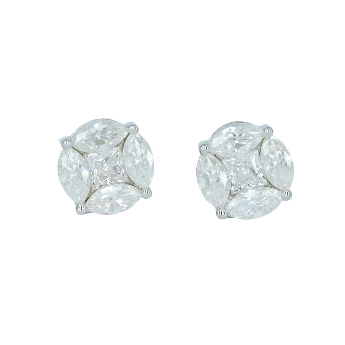 9123: Small white Oval And Square Diamond Earing - Agoradiant
