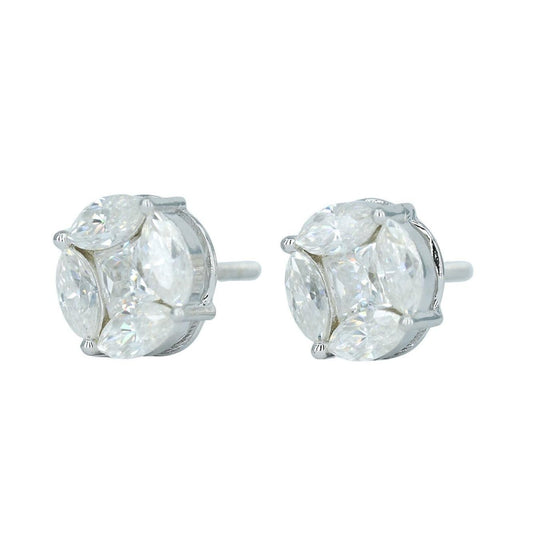 9124 :Medium White Oval And Square Diamond Earing - Agoradiant