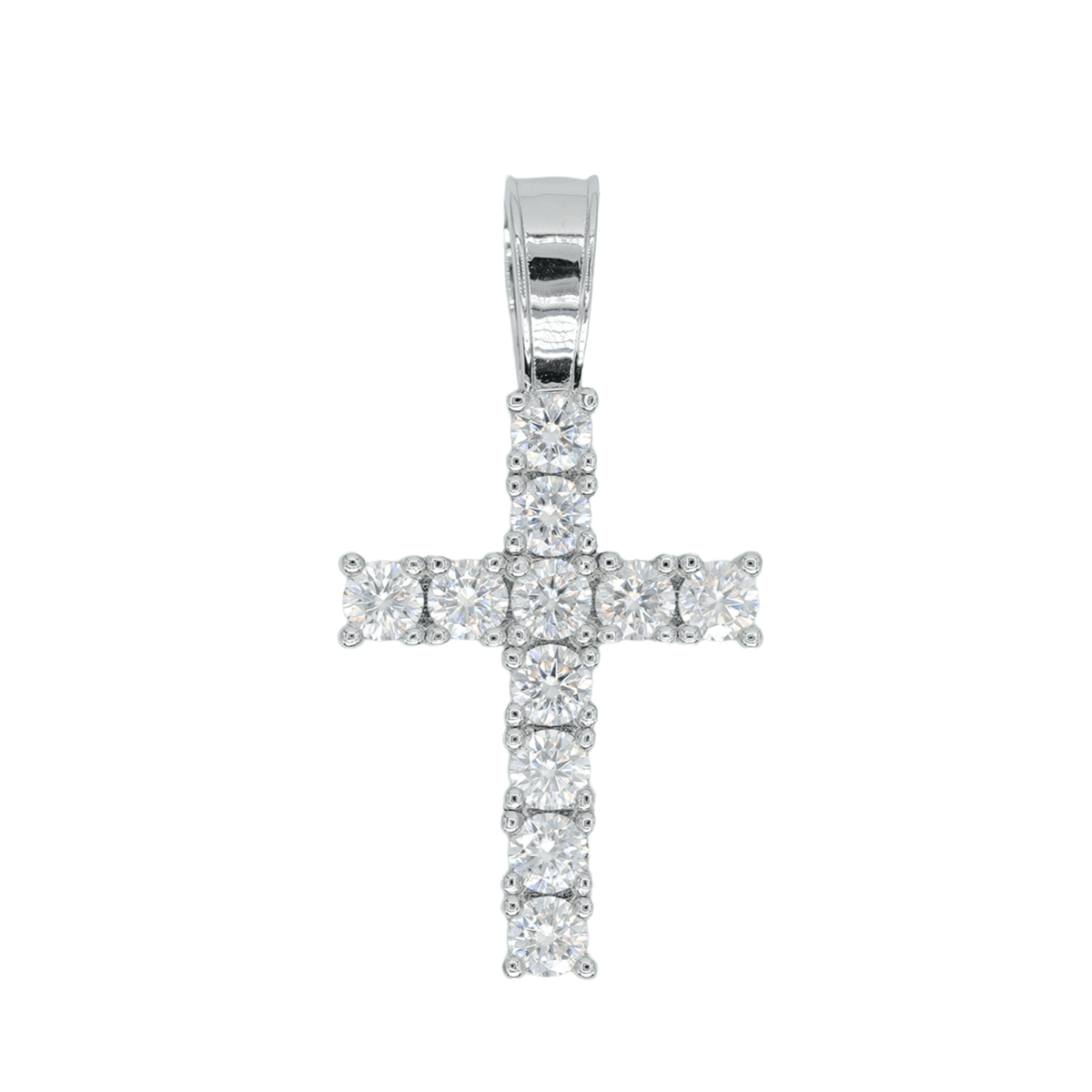 Round VVS Moissanite Diamond Cross Pendant - Agoradiant