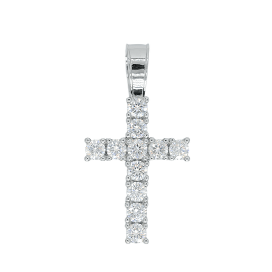 Round VVS Moissanite Diamond Cross Pendant - Agoradiant
