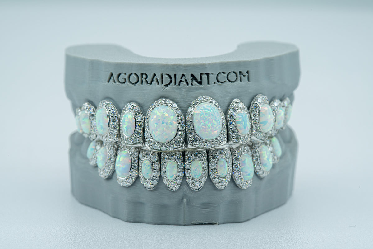 Opal With VVS Moissanite Diamond Grillz