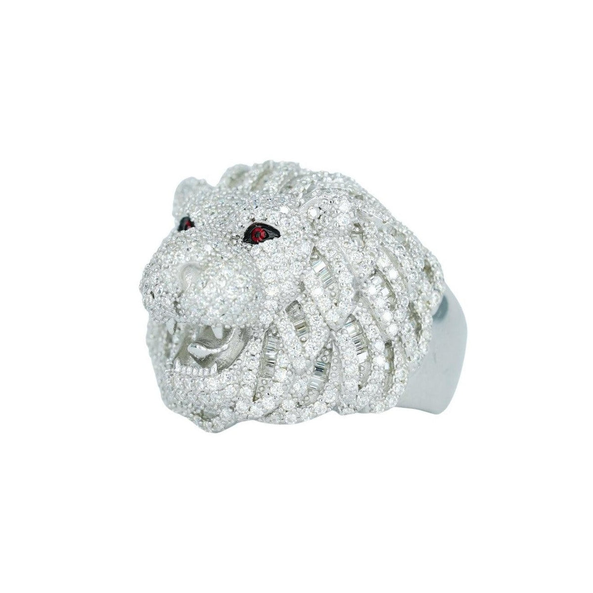 Lion baguette and Round VVS Moissanite Diamond Ring - Agoradiant