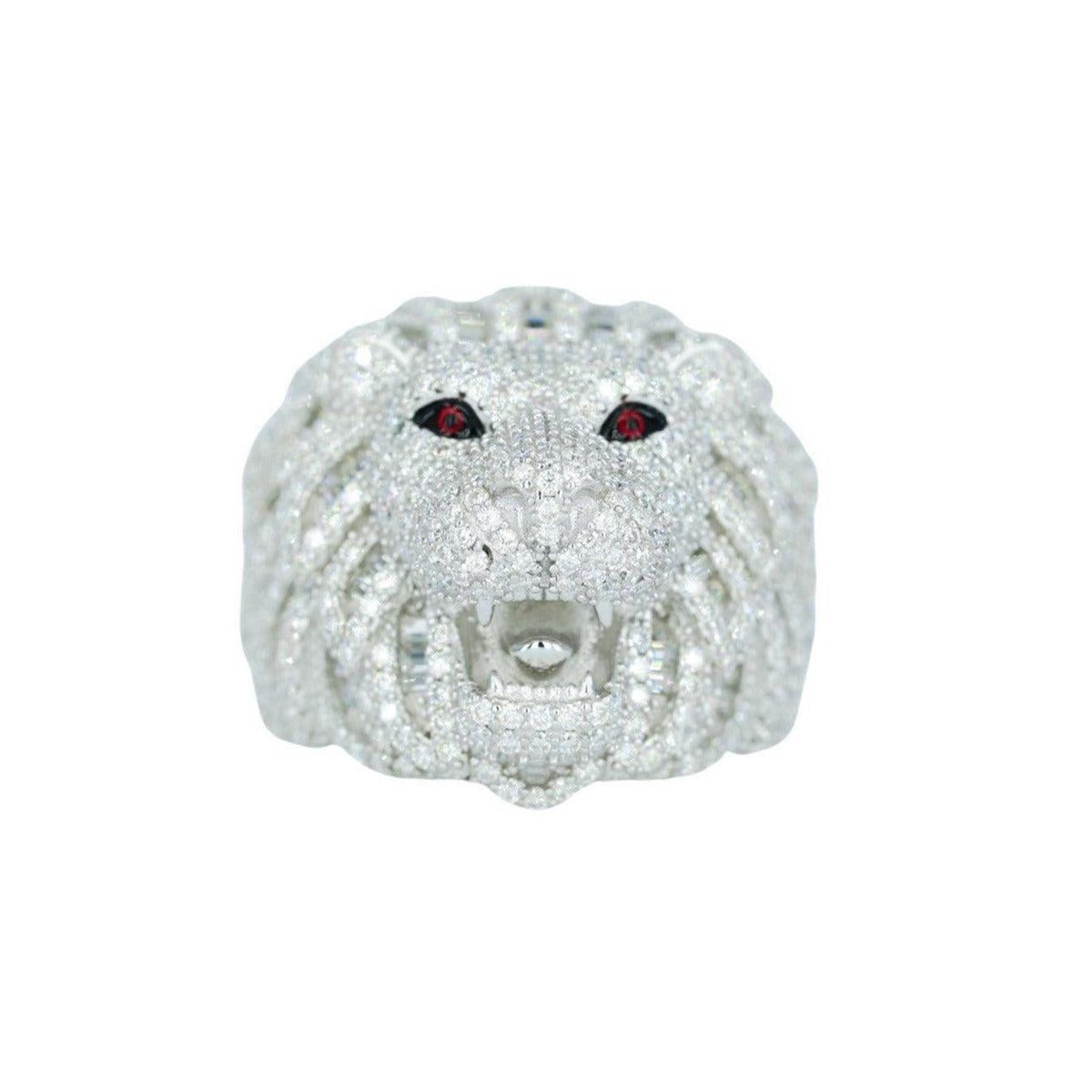 Lion baguette and Round VVS Moissanite Diamond Ring - Agoradiant