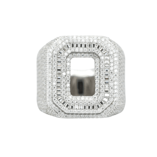 Round And Baguette Letter O Ring - Agoradiant