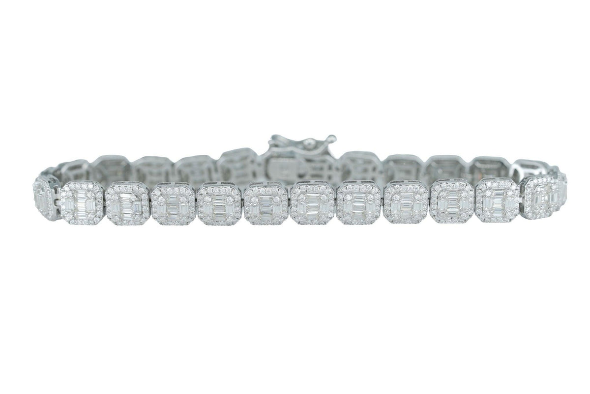 Round And Baguette VVS Moissanite Diamond Bracelet - Agoradiant