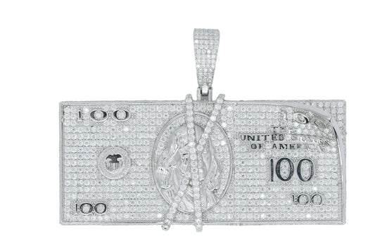 Round And Baguette VVS Moissanite Diamond Hunnid Rack Pendant - Agoradiant