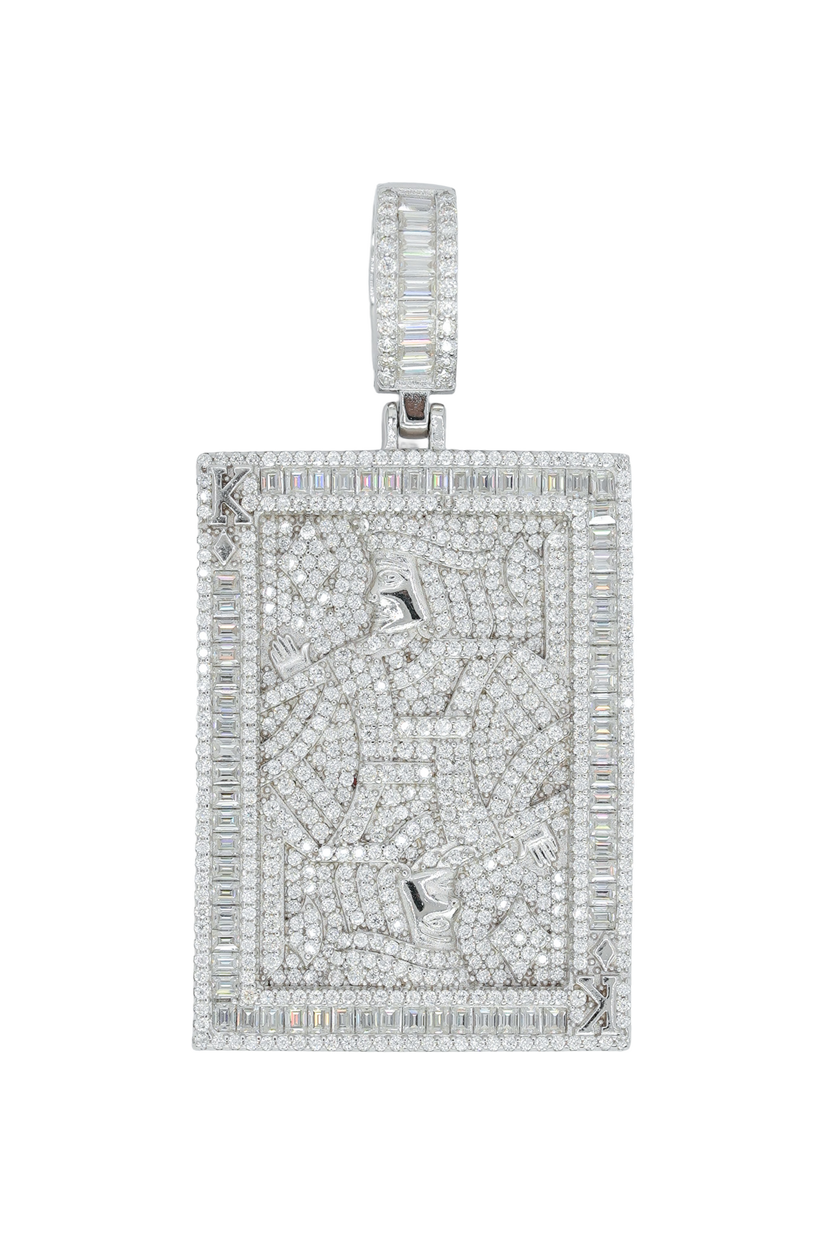 Round And Baguette VVS Moissanite King Of Diamond Pendant - Agoradiant