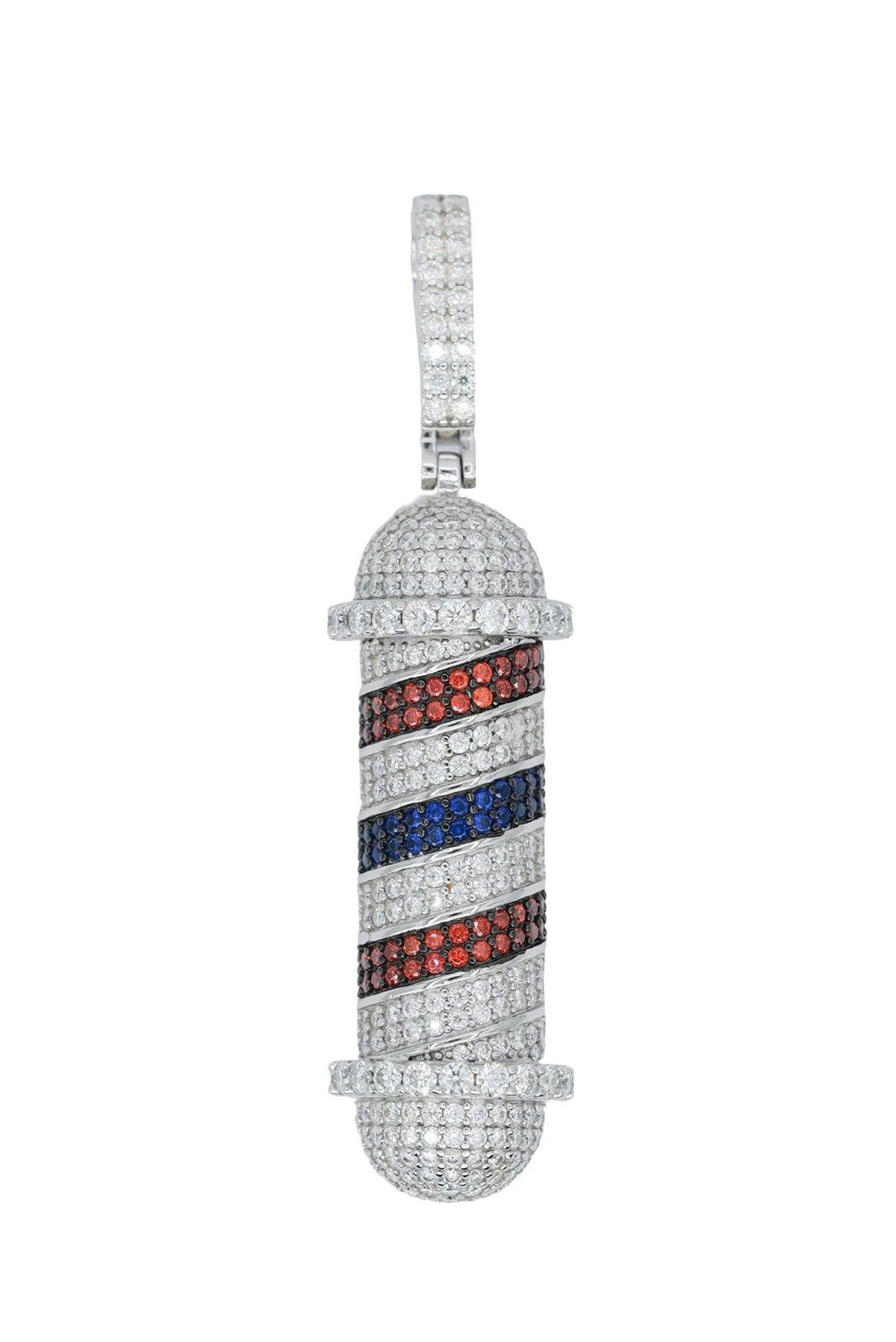 Round VVS Moissanite Diamond Barber Pole Pendant - Agoradiant