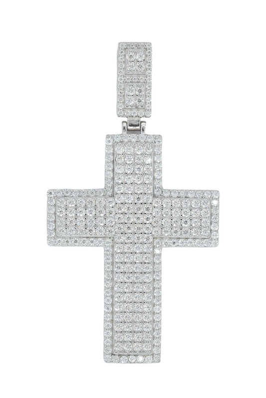 Round VVS Moissanite Diamond Cross Pendant - Agoradiant