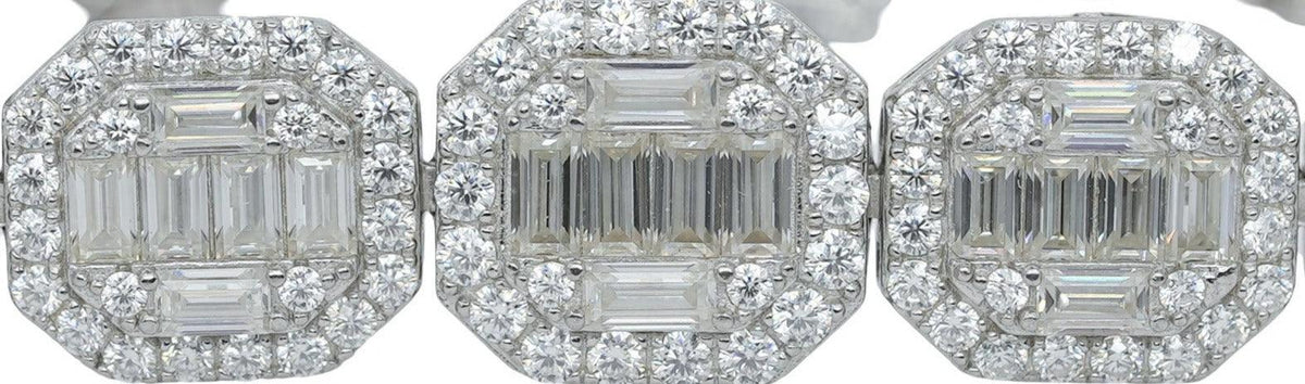 Unisex Round And Baguette VVS Moissanite Diamond Bracelet - Agoradiant