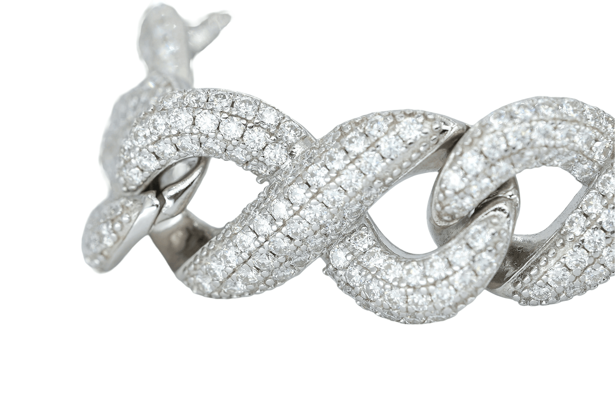 White 16mm Round VVS Moissanite Diamond Infinity Cuban Bracelet - Agoradiant