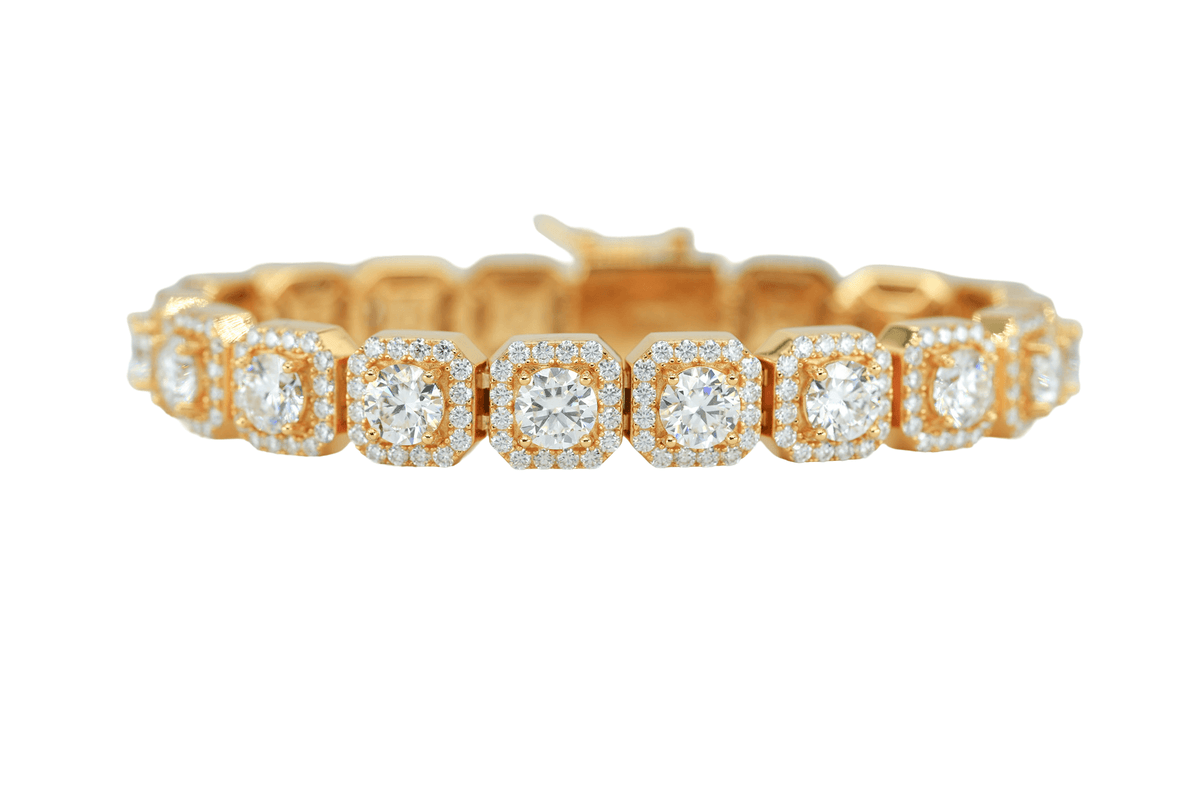 Yellow 10mm Round VVS Moissanite Diamond Square Bracelet - Agoradiant