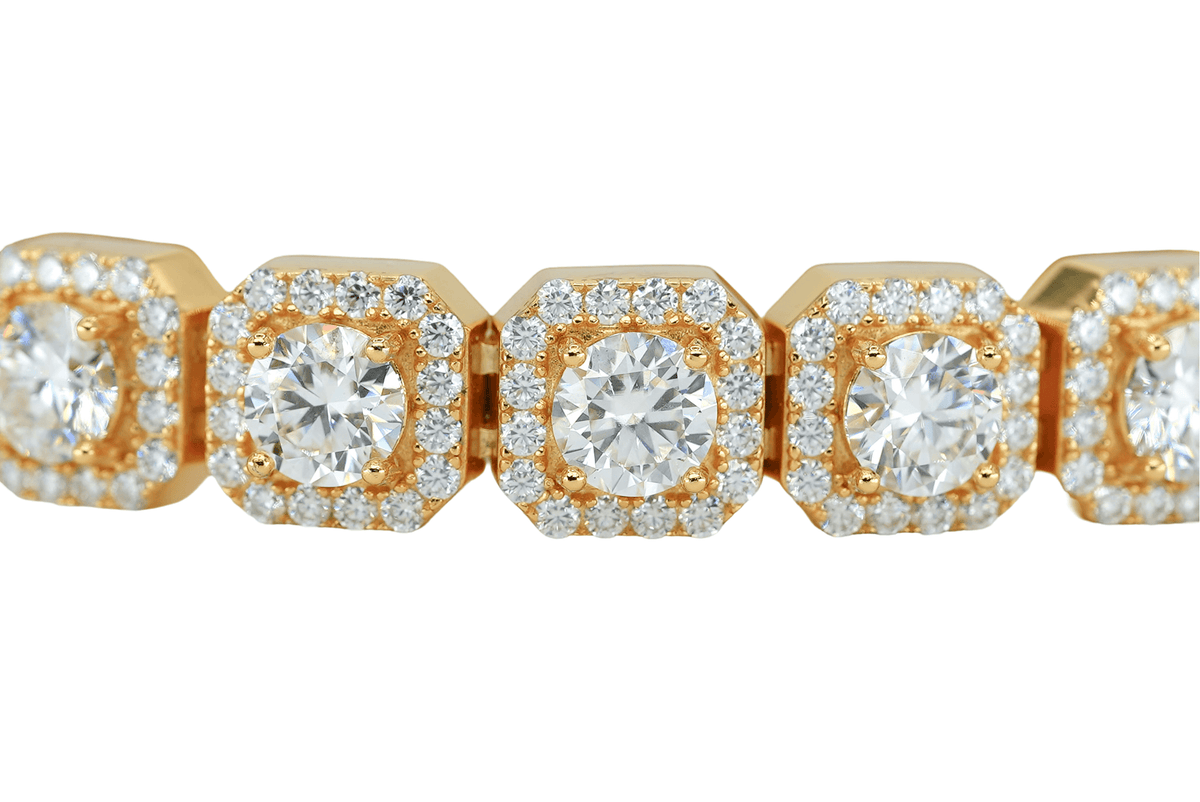 Yellow 10mm Round VVS Moissanite Diamond Square Bracelet - Agoradiant