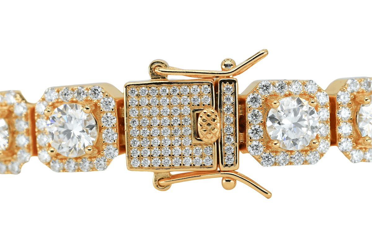 Yellow 10mm Round VVS Moissanite Diamond Square Bracelet - Agoradiant