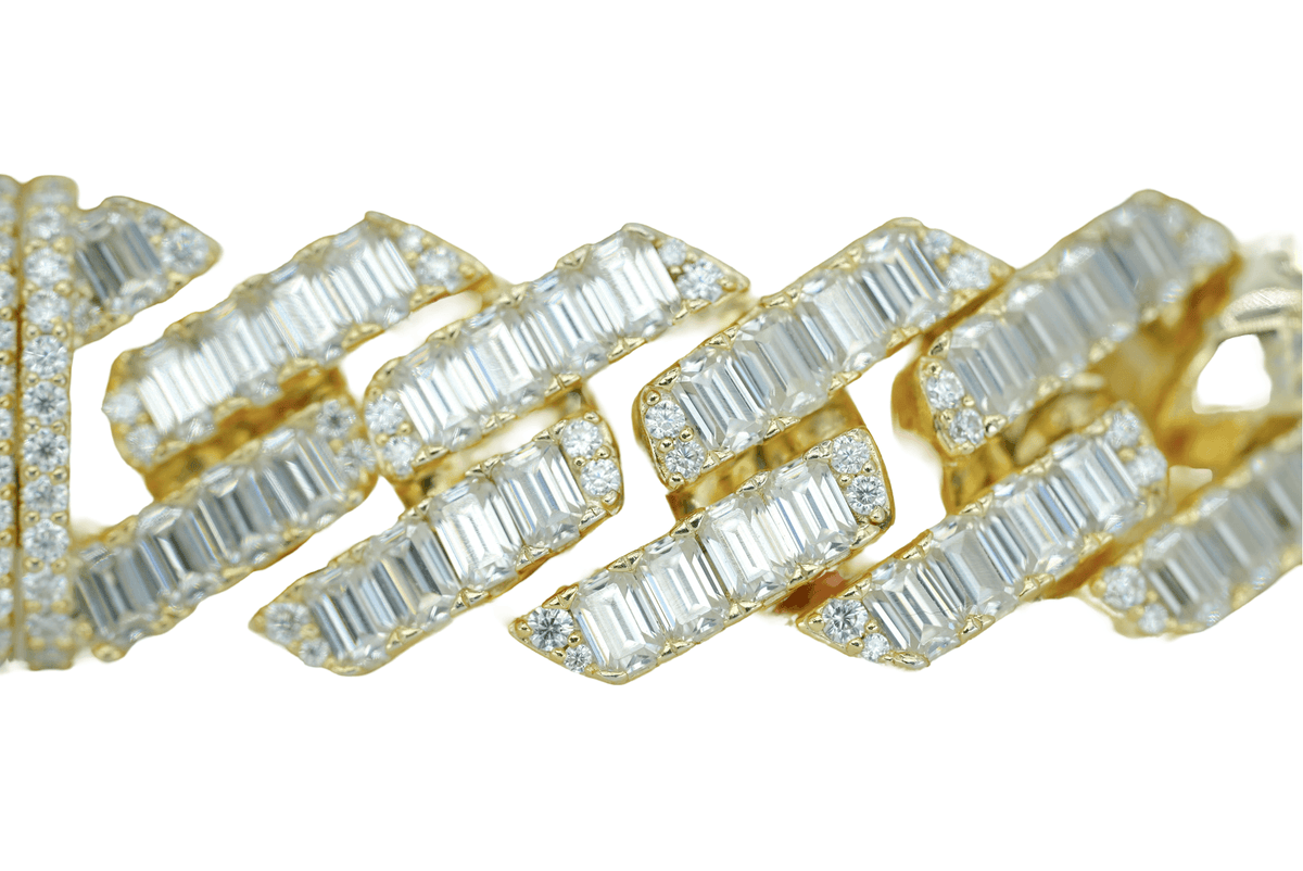 Yellow 13mm Baguette VVS Moissanite Diamond Cuban Bracelet - Agoradiant
