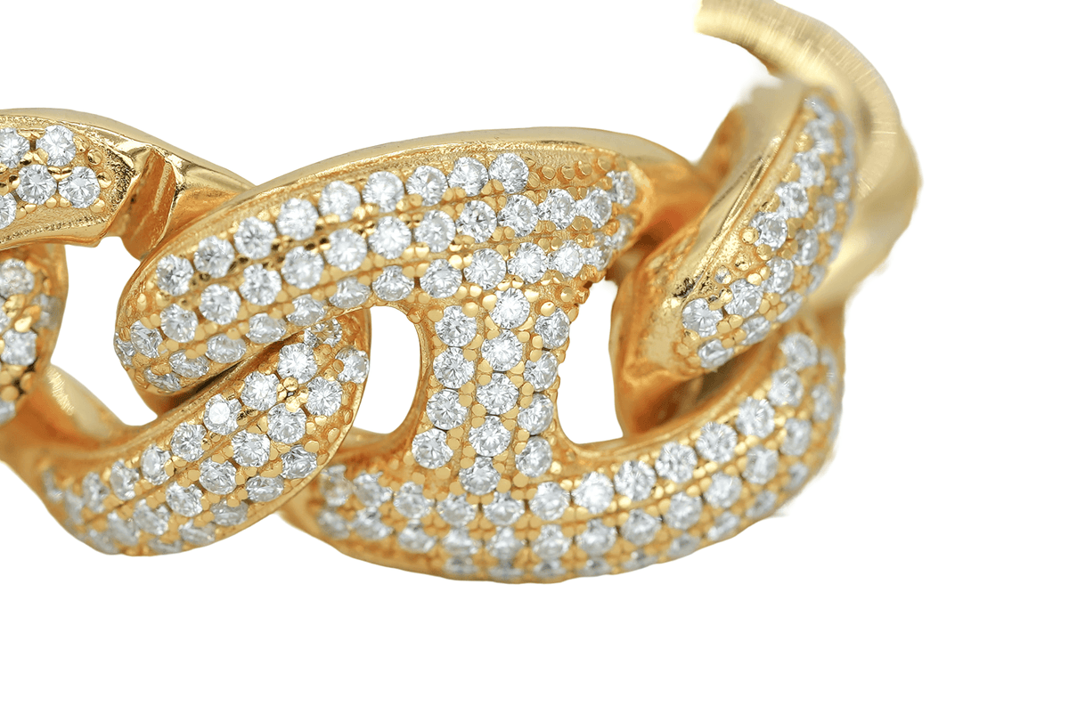 Yellow 15mm Round VVS Moissanite Diamond Pig Snout Style Cuban Bracelet - Agoradiant