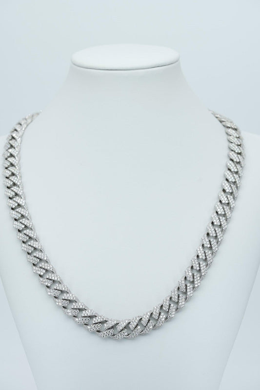 13mm Round VVS Moissanite Diamond CubanNecklace - Agoradiant