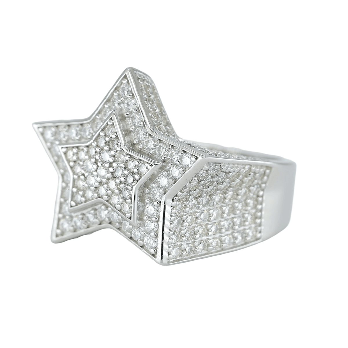 5306: Double Layer Round VVS Moissanite Diamond Star Ring: - Agoradiant