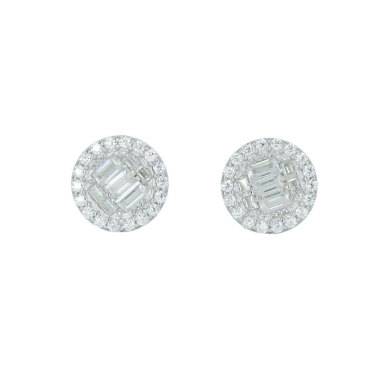 6679: Round And Baguette Diamond Earing - Agoradiant