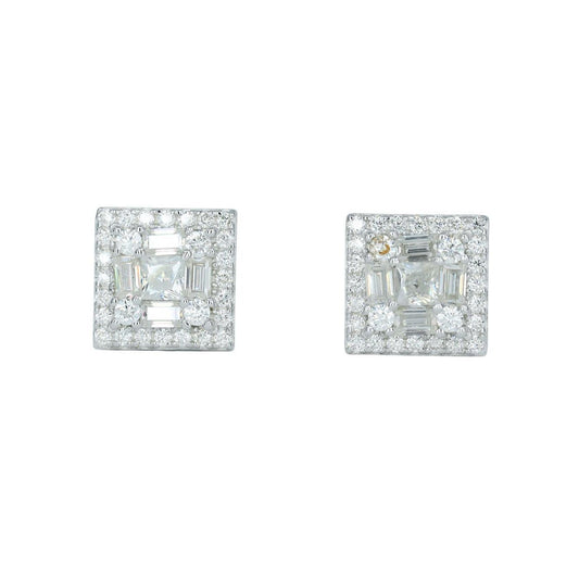 6976: Round And Baguette Diamond Earing - Agoradiant