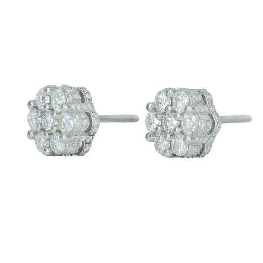 9033: Medium Full Buss Down White Small Flower Earring - Agoradiant
