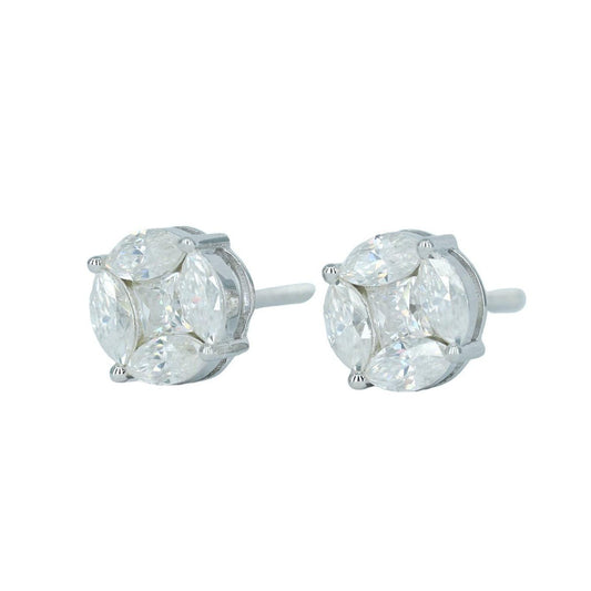 9123: Small white Oval And Square Diamond Earing - Agoradiant