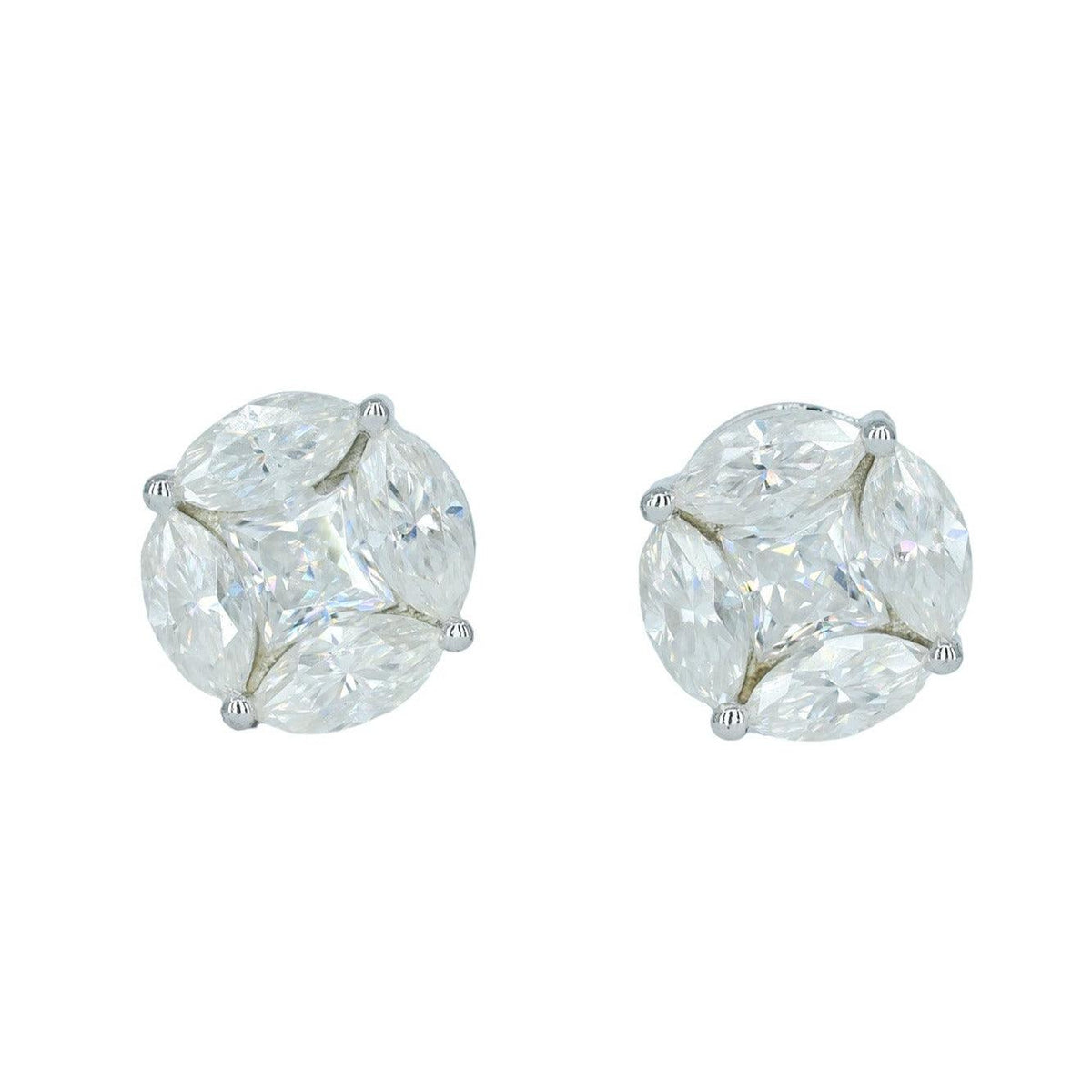 9124 :Medium White Oval And Square Diamond Earing - Agoradiant
