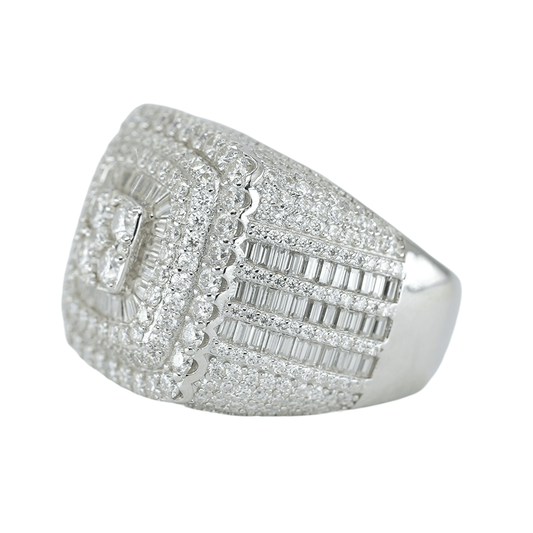 9227:Baguette And Round VVS Moissanite Diamond Square Ring - Agoradiant