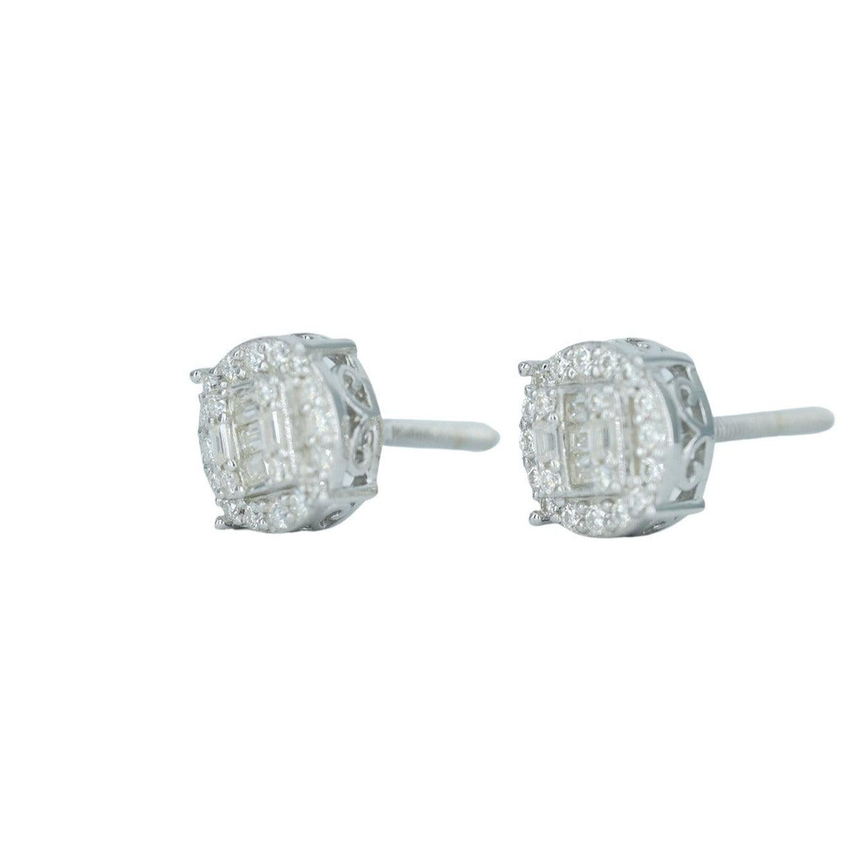 9593: Round And Baguette Diamond Earing - Agoradiant