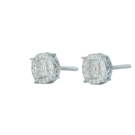 9593: Round And Baguette Diamond Earing - Agoradiant