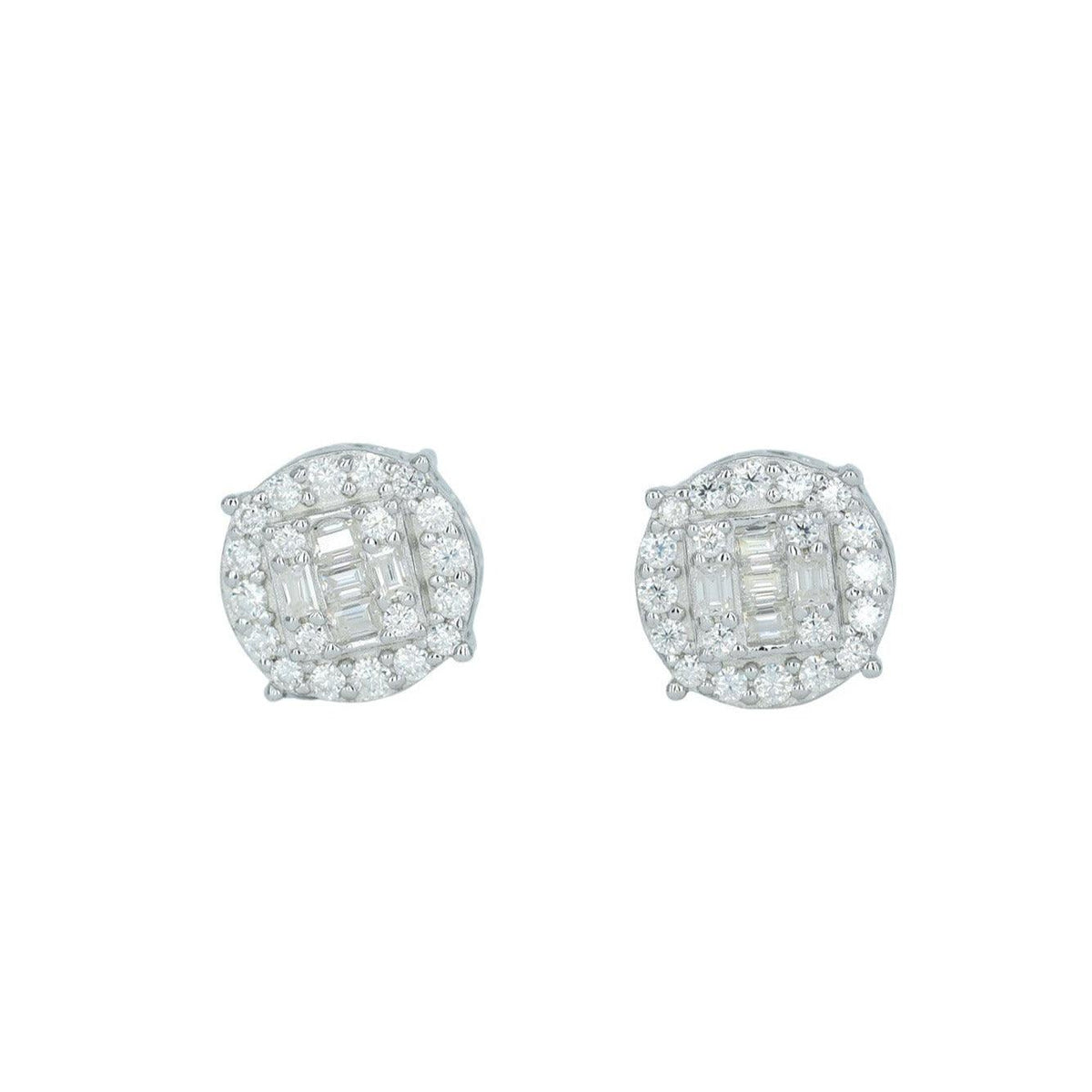 9593: Round And Baguette Diamond Earing - Agoradiant