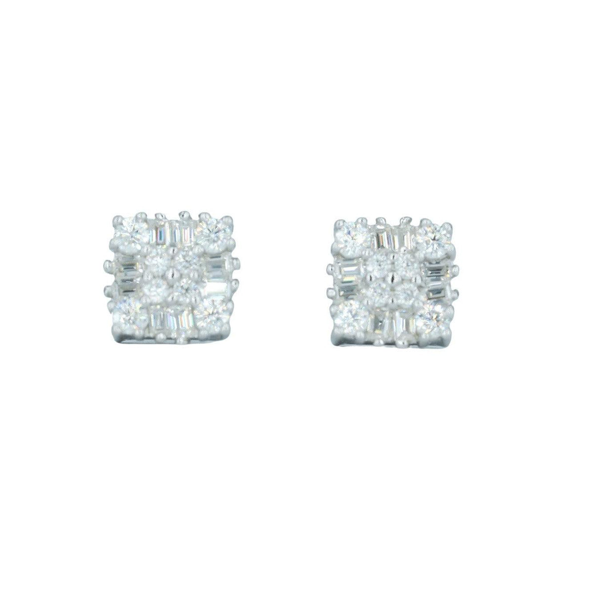 9842: Small Round And Baguette Diamond Earing - Agoradiant