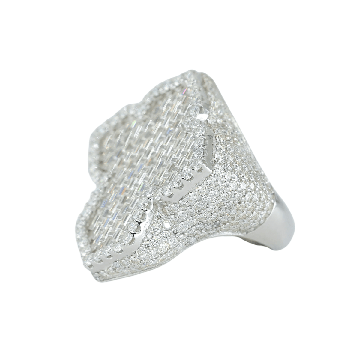 9991:Baguette Center And Round VVS Moissanite Diamond Cross Ring - Agoradiant