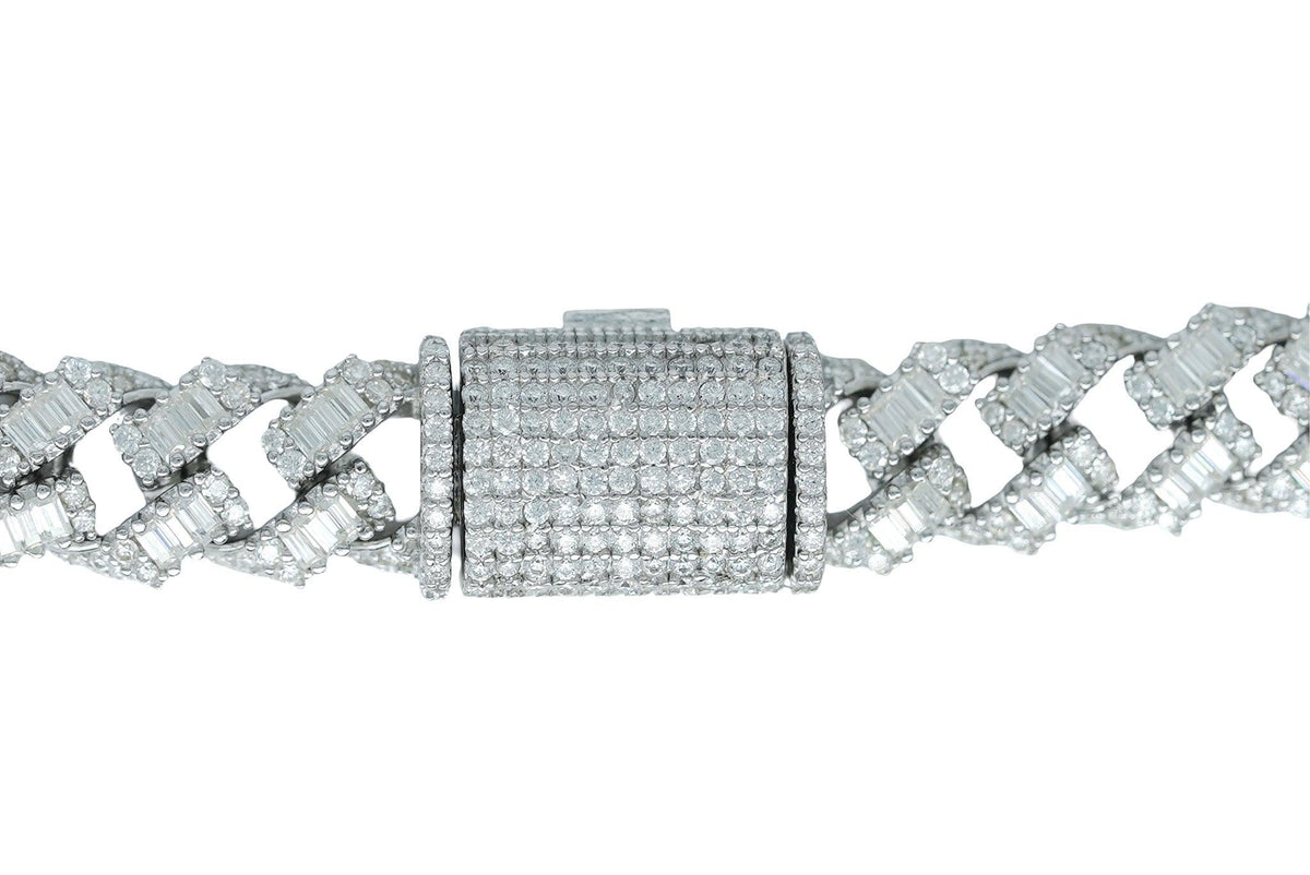 9mm Round And Baguette VVS Moissanite Diamond Cuban Bracelet - Agoradiant