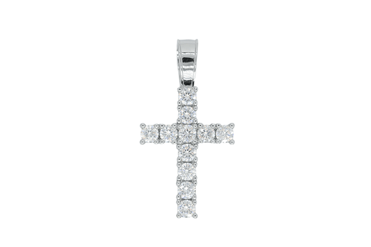 Round VVS Moissanite Diamond Cross Pendant - Agoradiant