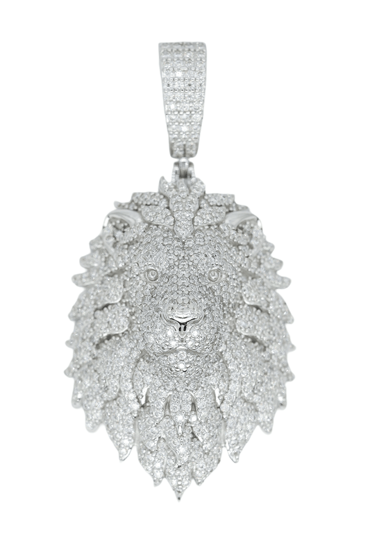 Round VVS Moissanite Diamond Lion Pendant - Agoradiant