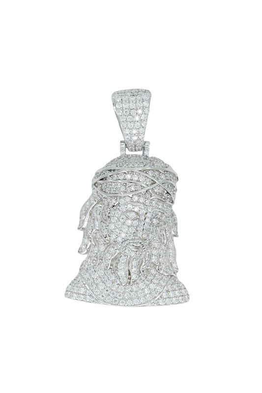 Round VVS Moissanite Diamond Jesus Pendant - Agoradiant