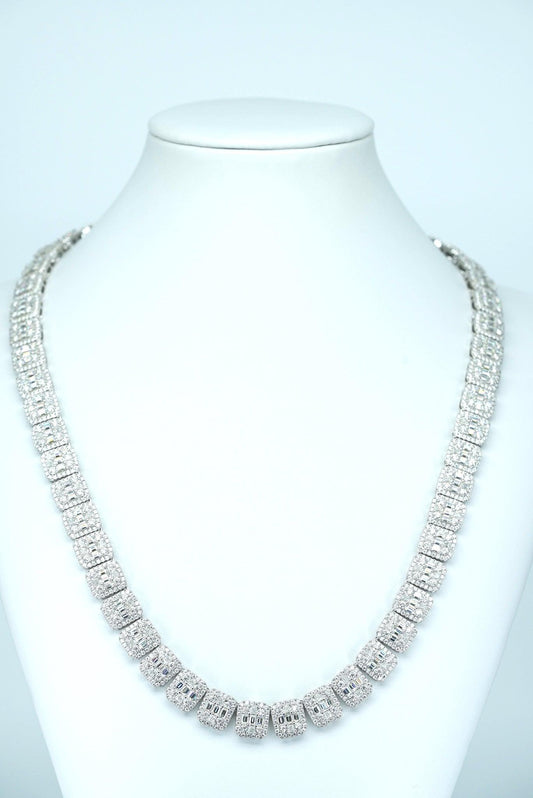 Round And Baguette VVS Moissanite Diamond Necklace - Agoradiant