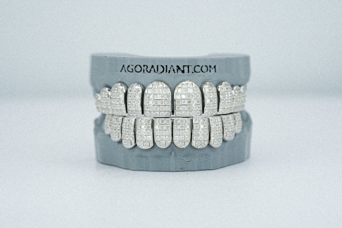 Invisible Princess cut VVS Moissanite Diamond Grillz