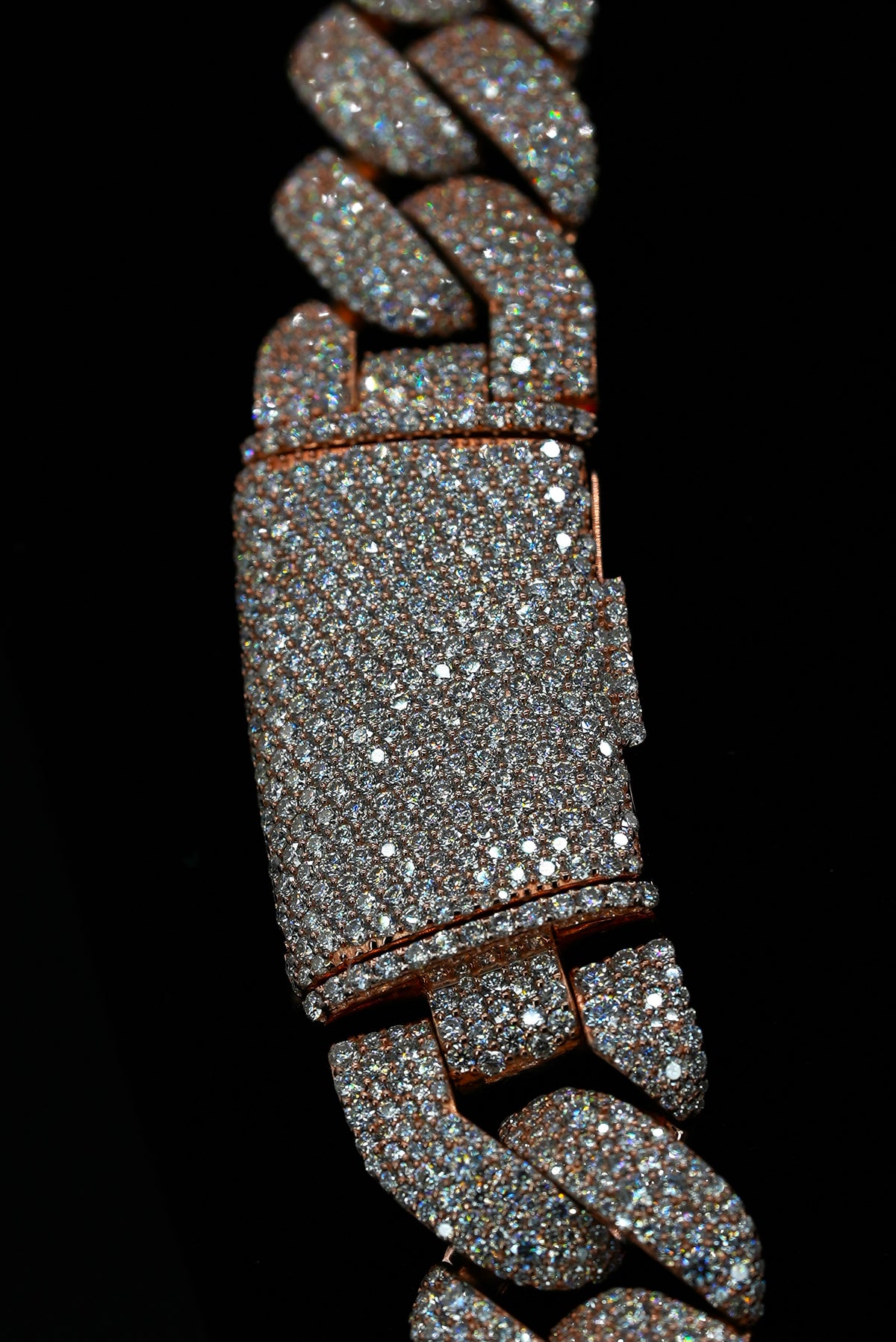 22mm Moisaic setting VVS Moissanite Diamond Cuban Chain ( Silver Rose Gold Plating)