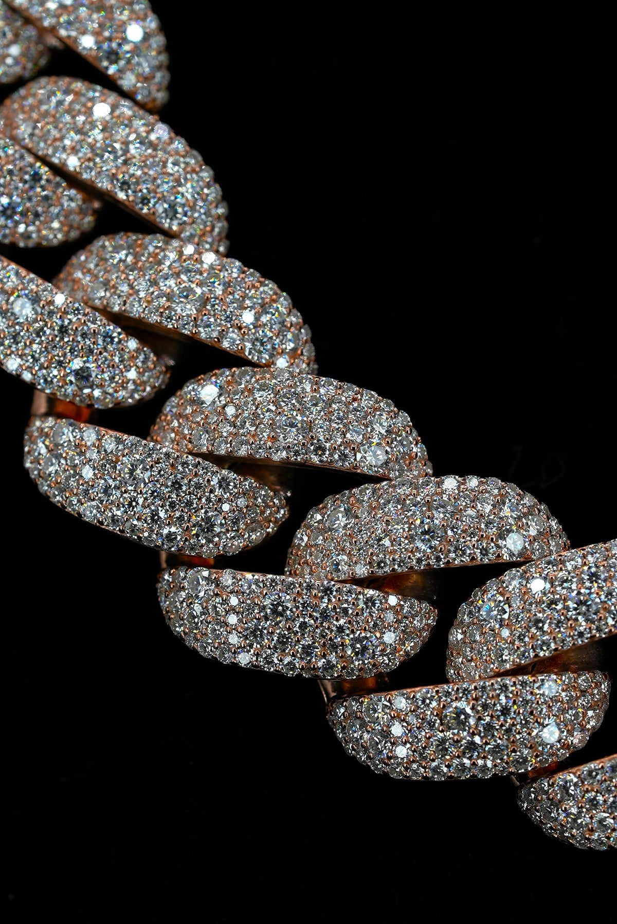 22mm Moisaic setting VVS Moissanite Diamond Cuban Chain ( Silver Rose Gold Plating)