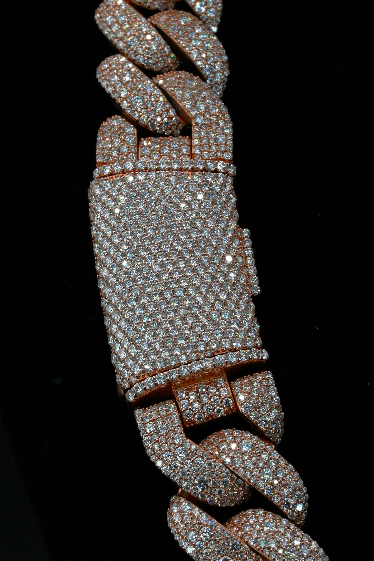 18mm Moisaic setting VVS Moissanite Diamond Cuban Chain ( Silver Rose Gold Plating)