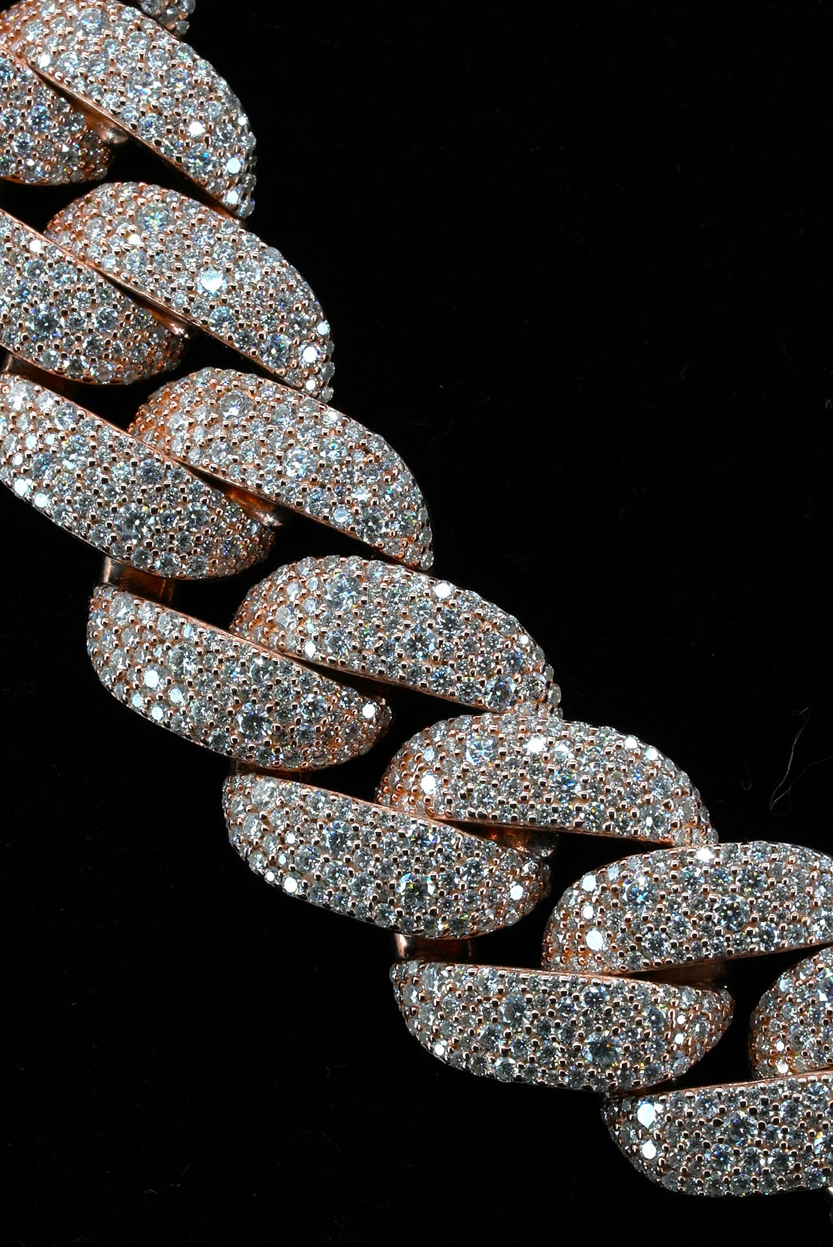 18mm Moisaic setting VVS Moissanite Diamond Cuban Chain ( Silver Rose Gold Plating)