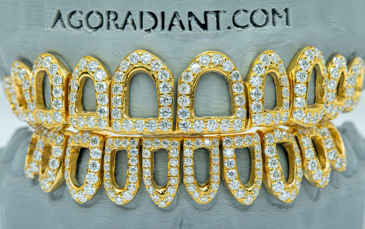 Open Face Bust Down VVS Moissanite Diamond Grillz - Agoradiant