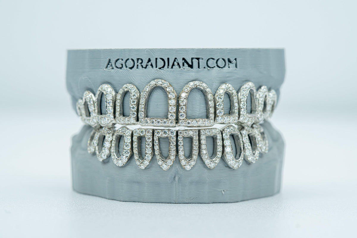 Open Face Bust Down VVS Moissanite Diamond Grillz - Agoradiant