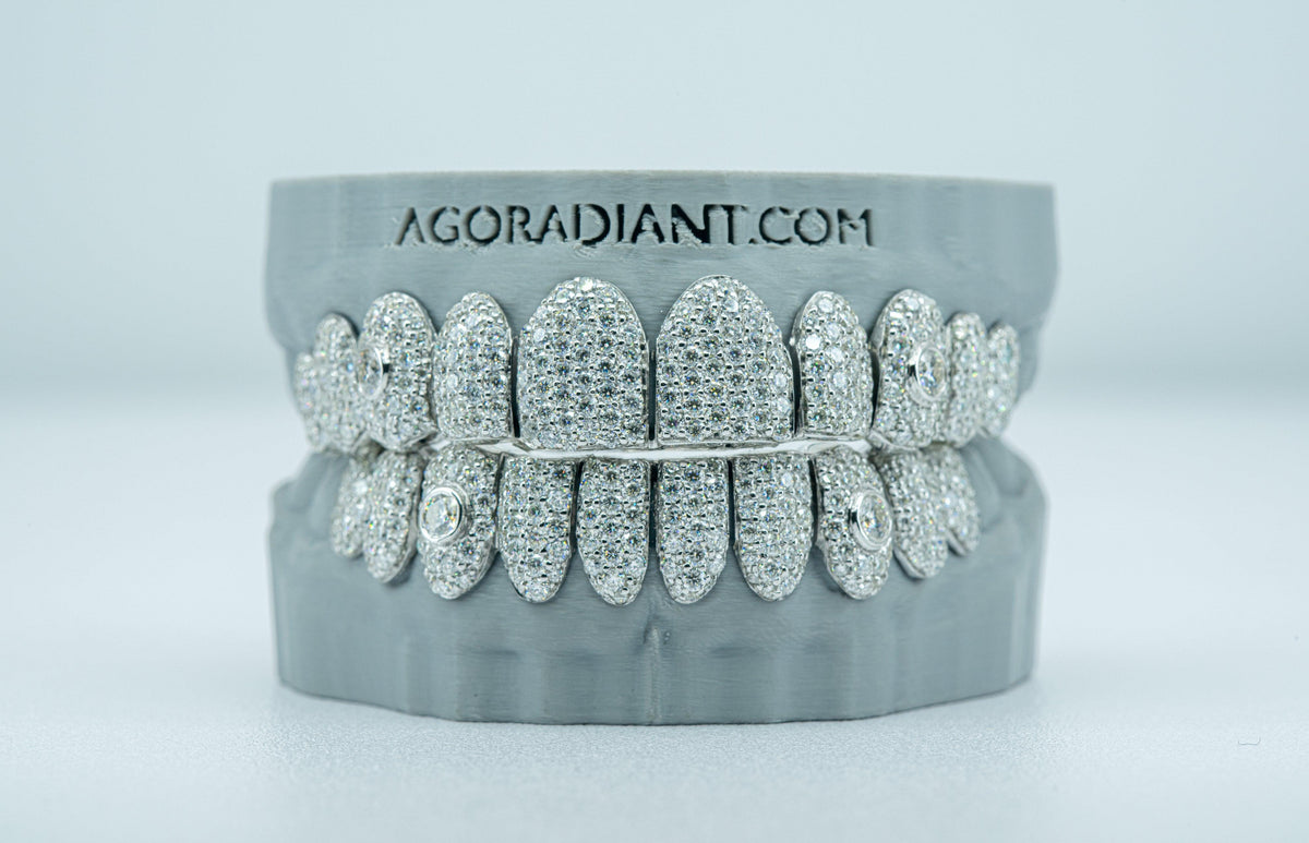 15 Pointer Stone On Fang VVS Moissanite Diamond Grillz - Agoradiant
