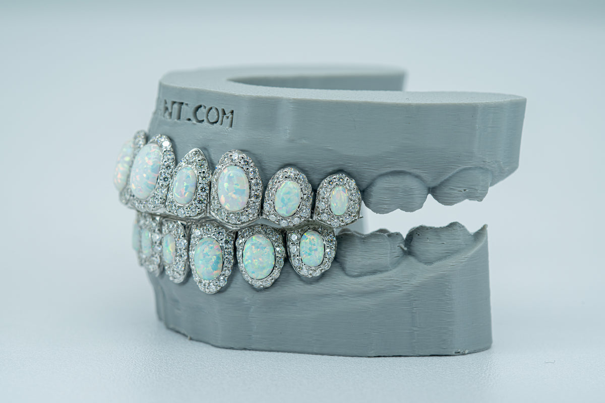 Opal With VVS Moissanite Diamond Grillz