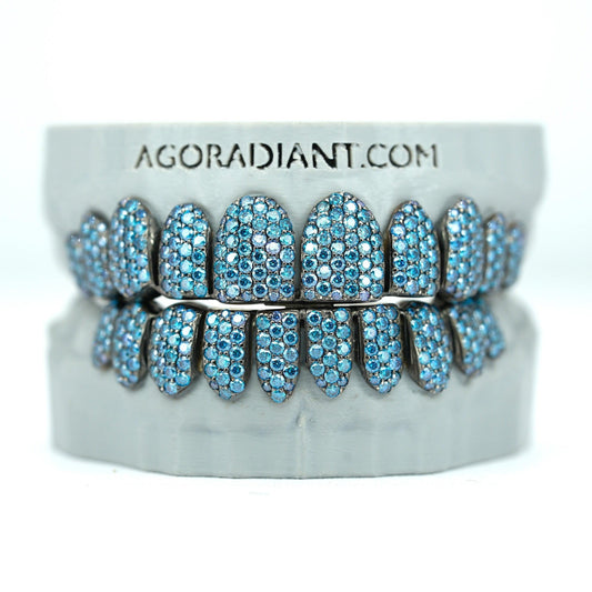 Blue VVS Moissanite Diamond Grillz - Agoradiant